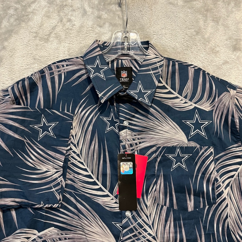 NFL Team Apparel Dallas Cowboys Shirt Mens XL Navy Blue Tropical Palm Star NWT